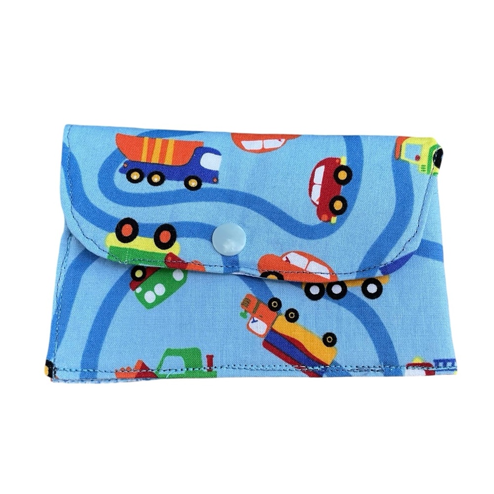 Kids Toy Car Patterned Blue Wallet Gift Card Holder New Handmade by Darling